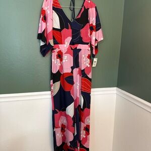 Trina Turk Floral Cutout Wide-Leg Jumpsuit Size 8 NWT